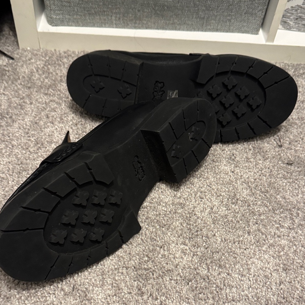 Coach Black Leather Penny Loafers with Signature 'C' Accent - Picture 2 of 2